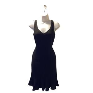 Rickie Freeman Teri Jon Y2K Timeless Fitted Black Crepe Sleeveless Dress 6 90's